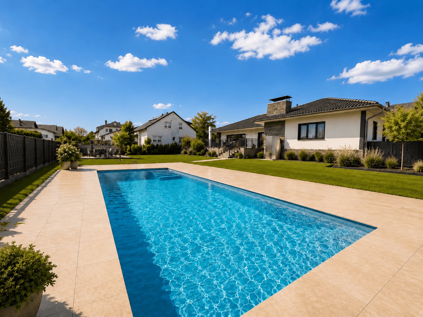 Pool und Garten der Villa in Gründau